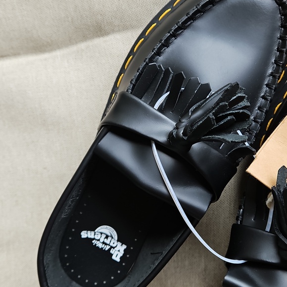 Dr Martens Adrian Quad Platform Tassel Loafers Black Leather- Unisex M6, W7 - Picture 10 of 10